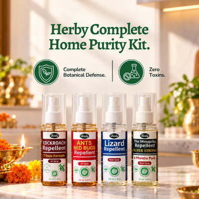 Herby Complete Home Purity Kit | 100% Natural Herbal Pest Repellent Spray Combo (Cockroach, Mosquito, Ant & Bug, Lizard)