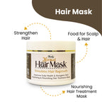 Herby Hair Mask feature graphic highlighting stronger hair, scalp nourishment and moisturizing hair treatment care.