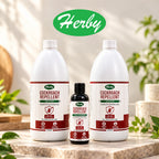Herby cockroach repellent concentrate bottles with botanical styling