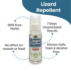  Infographic on Herby Lizard Repellent showing pure herbs, 7-day guaranteed results, and kitchen-safe toxin-free formula.