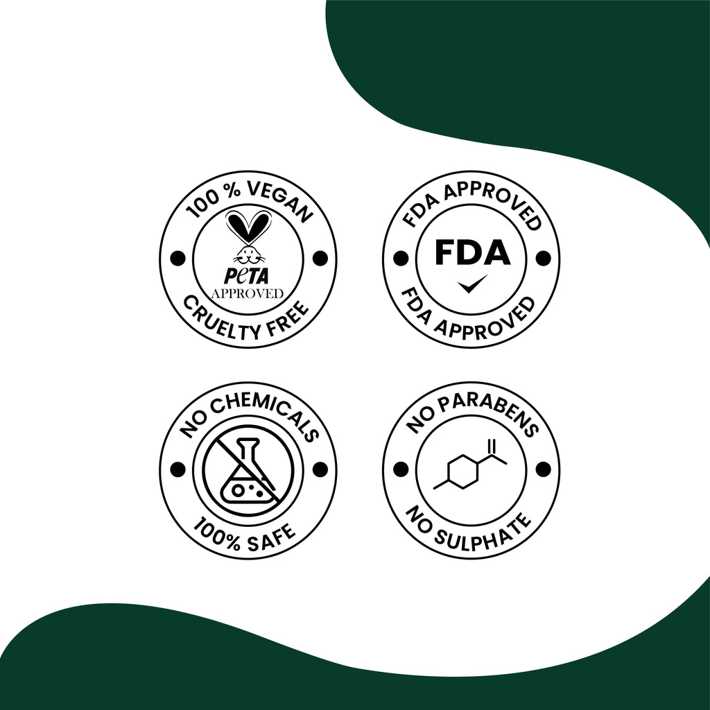 Certification badges for Herby Mosquito Repellent showing vegan, FDA approved, chemical-free, and paraben-free claims.