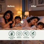 Herby mosquito repellent showing mosquito protection during sleep