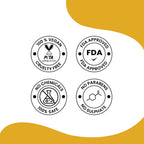 Herby Nirmal Hair Oil certification graphic displaying quality, FDA and cruelty-free style assurance badges.